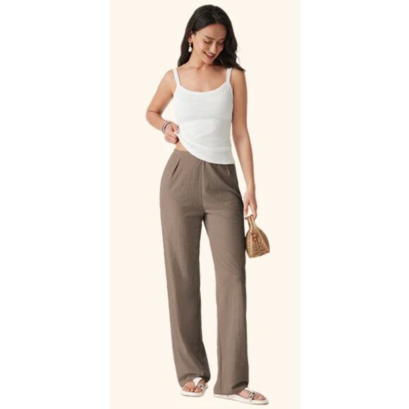 OGL Wrinkle-resistant Cotton-linen Mid Rise Straight Leg Pant NWT SIZE M - Picture 3 of 4
